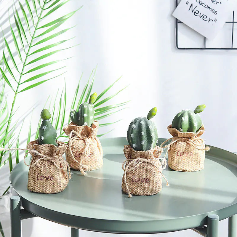 Mini Cactus Potted Plant - Artificial Desk Decoration, Desk Decor