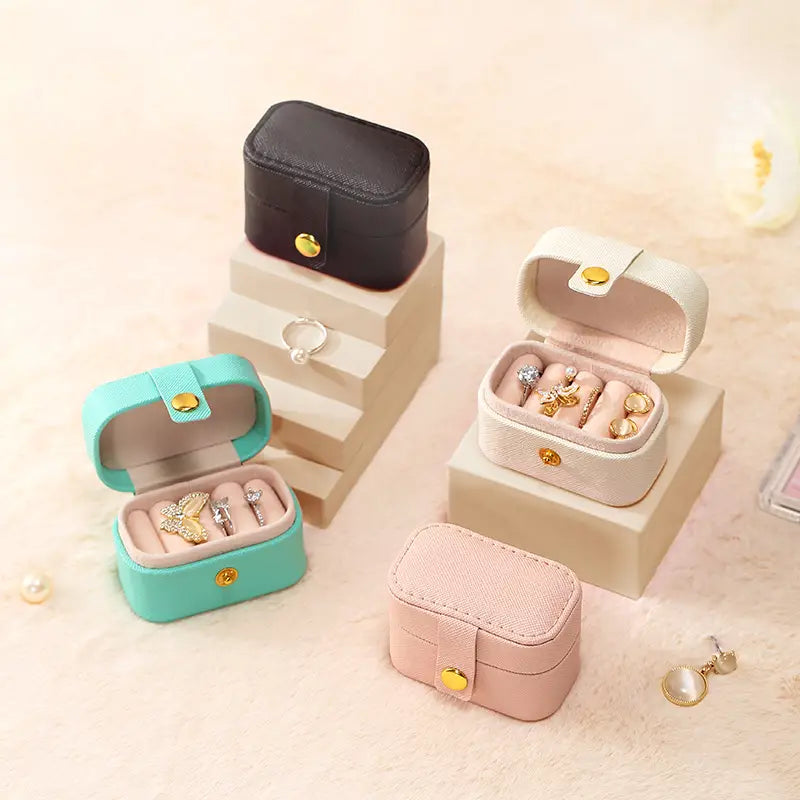 Compact Leather Ring Travel Case Ring Case Organizer