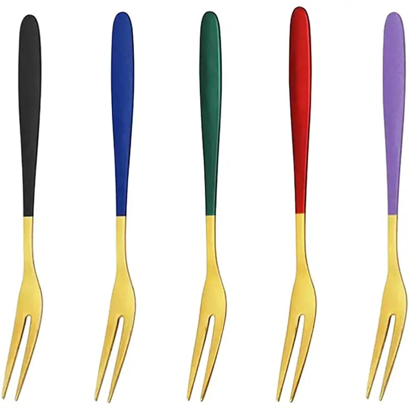Durable Colorful Stainless Steel Fruit and Dessert Forks (Set of 5)
