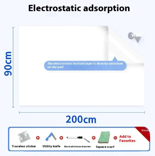 Electrostatic Whiteboard Decal Durable & Writable For Classrooms, Home offices
