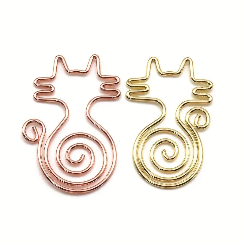 Decorative Cat-Shaped Rose Gold Electroplated Paper Clips