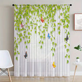 Butterfly Leaf Pattern Light-Filtering Drapes MultiSize Light Filtering