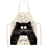 Creative Cotton Linen Cat Apron with Print Design Kitchen wear