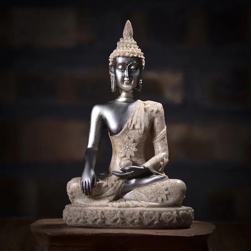 Zen Buddha Resin Figurine for Decor Sandstone Decorative Sculpture