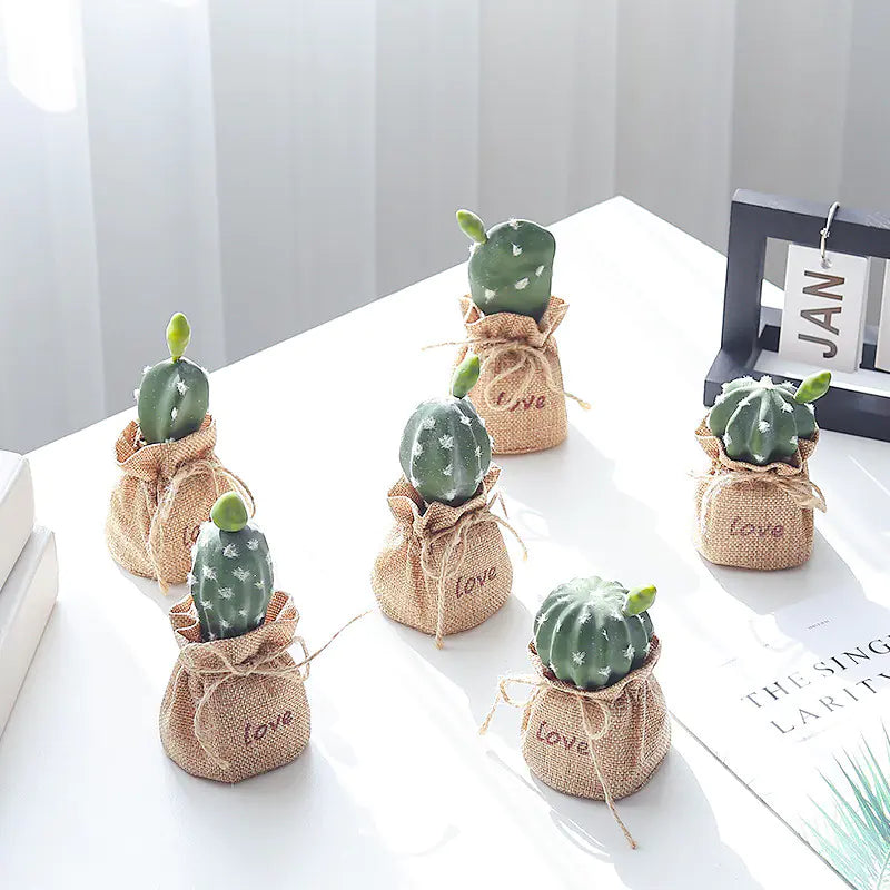 Mini Cactus Potted Plant - Artificial Desk Decoration, Desk Decor
