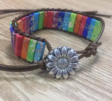 Handcrafted Stylish Versatile Fashionable Durable Leather & Natural Stone Bracelet