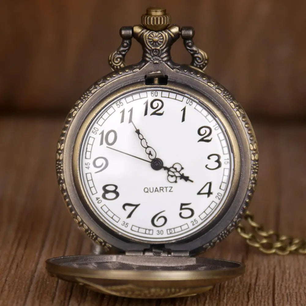 Antique Classic Bronze Pocket Watch with Cross Design