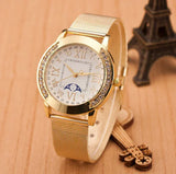 Durable Geneva Watch with Gold Mesh Band Sophisticated