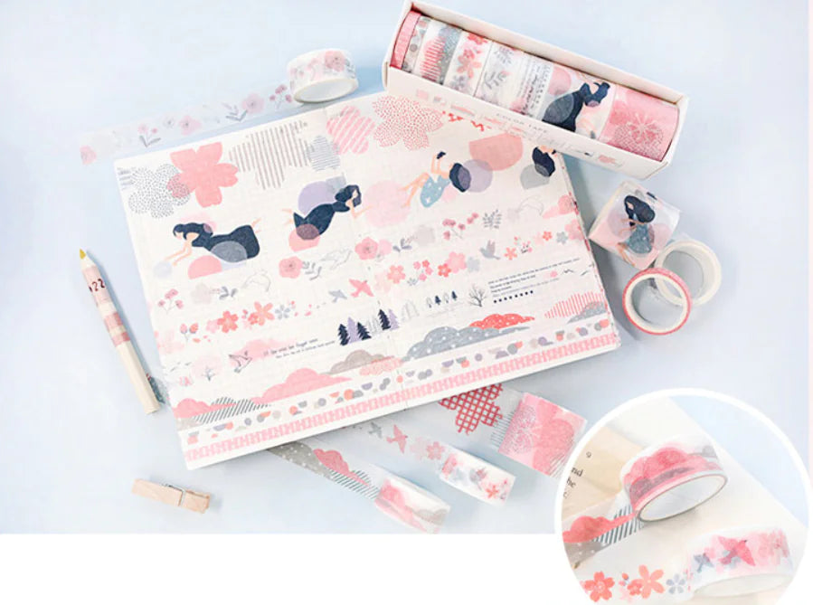 Creative Adhesive Scrapbooking Colors Decorative Washi Tape Bundle (8 Rolls)