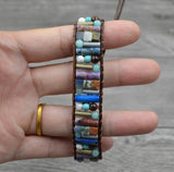 Handcrafted Stylish Versatile Fashionable Durable Leather & Natural Stone Bracelet