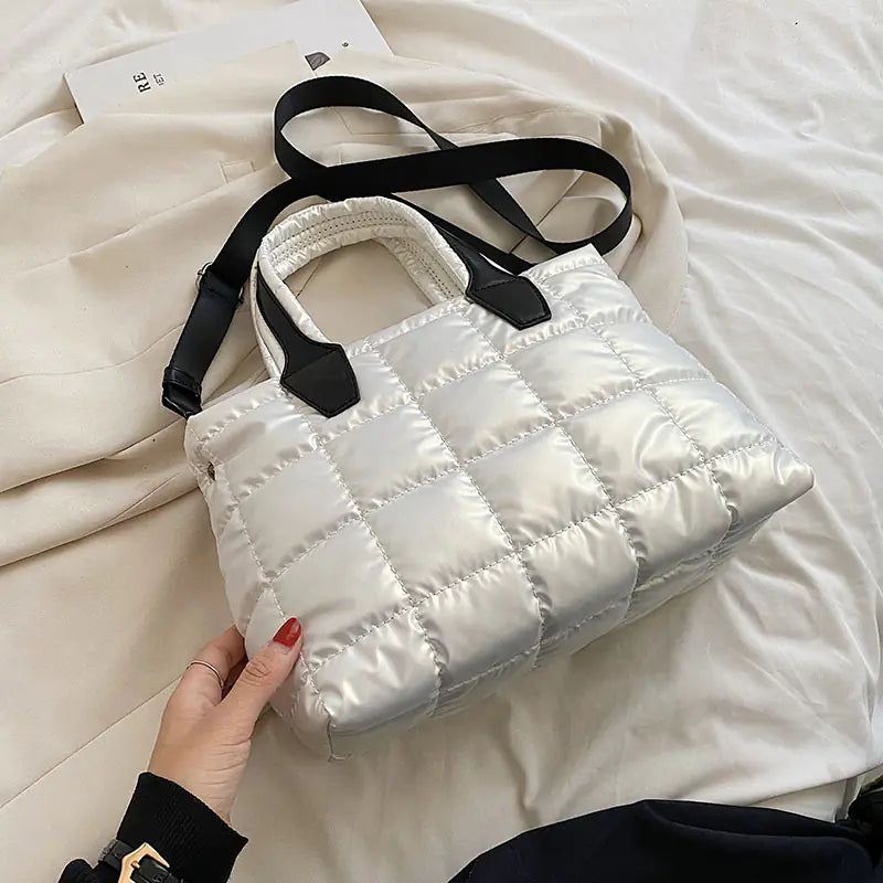 Fashionable Plaid Stitching Shoulder Bag Trendy Lightweight Durable Bag