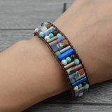 Handcrafted Stylish Versatile Fashionable Durable Leather & Natural Stone Bracelet