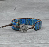 Handcrafted Stylish Versatile Fashionable Durable Leather & Natural Stone Bracelet