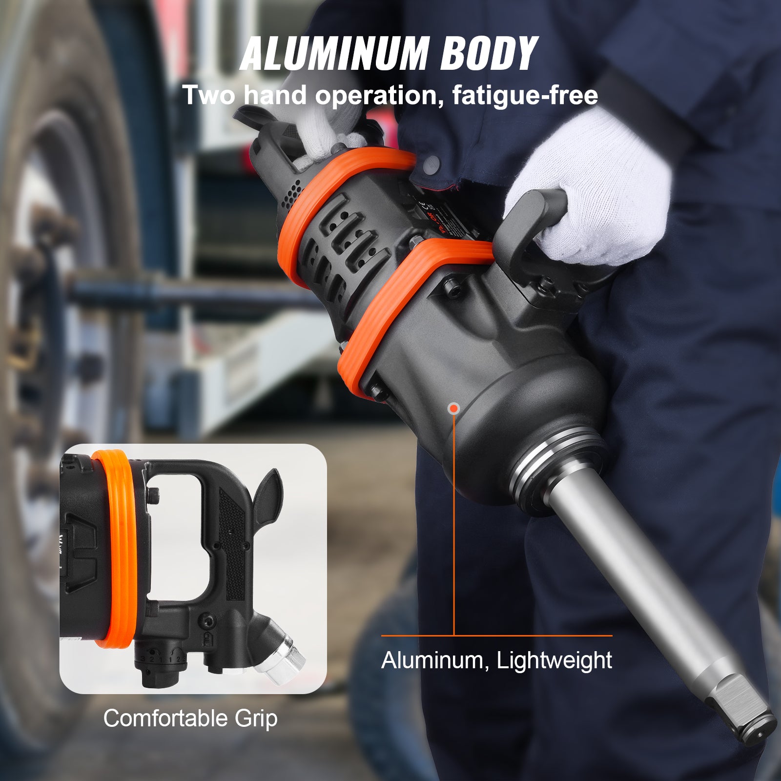 VEVOR 1" Air Impact Wrench Up to 2730ft-lbs/3160ft-lbs/5175ft-lbs Reverse Torque