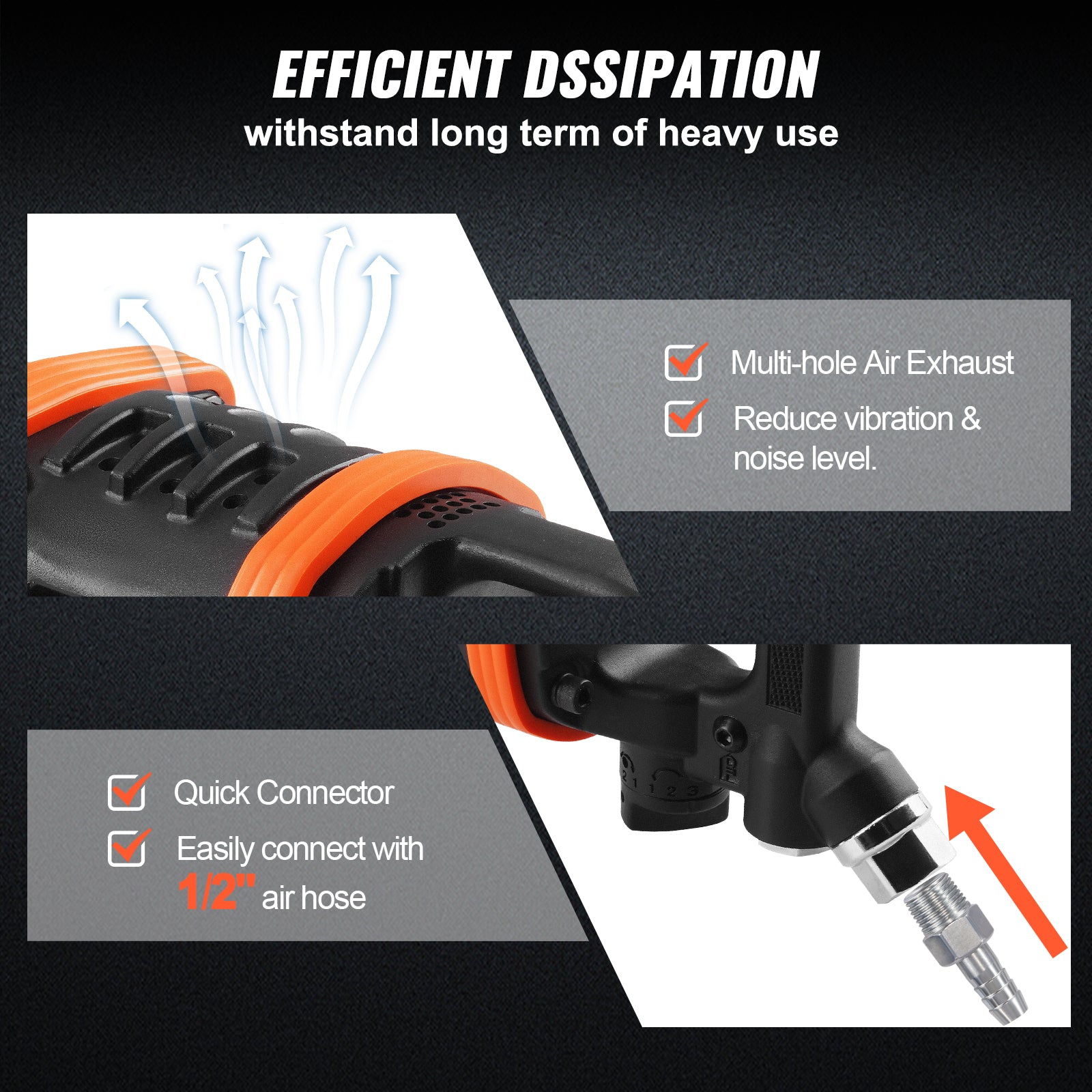 VEVOR 1" Air Impact Wrench Up to 2730ft-lbs/3160ft-lbs/5175ft-lbs Reverse Torque