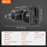 VEVOR 1" Air Impact Wrench Up to 2730ft-lbs/3160ft-lbs/5175ft-lbs Reverse Torque