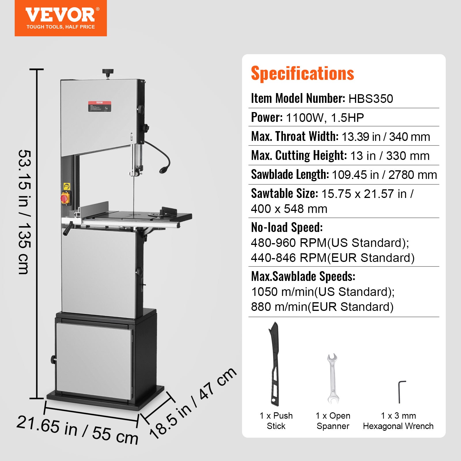 VEVOR 10/14in Benchtop Band Saw w/ Stand or Fence & Miter Gauge Speed Adjustable