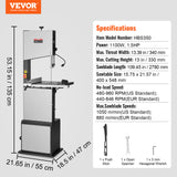 VEVOR 10/14in Benchtop Band Saw w/ Stand or Fence & Miter Gauge Speed Adjustable