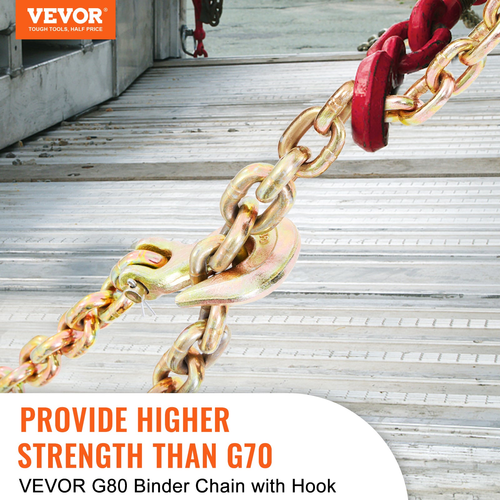 VEVOR G80 Binder Chain 5/16", 3/8" x 20' Transport Flatbed Truck Tow Chain