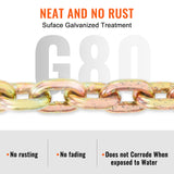 VEVOR G80 Binder Chain 5/16", 3/8" x 20' Transport Flatbed Truck Tow Chain