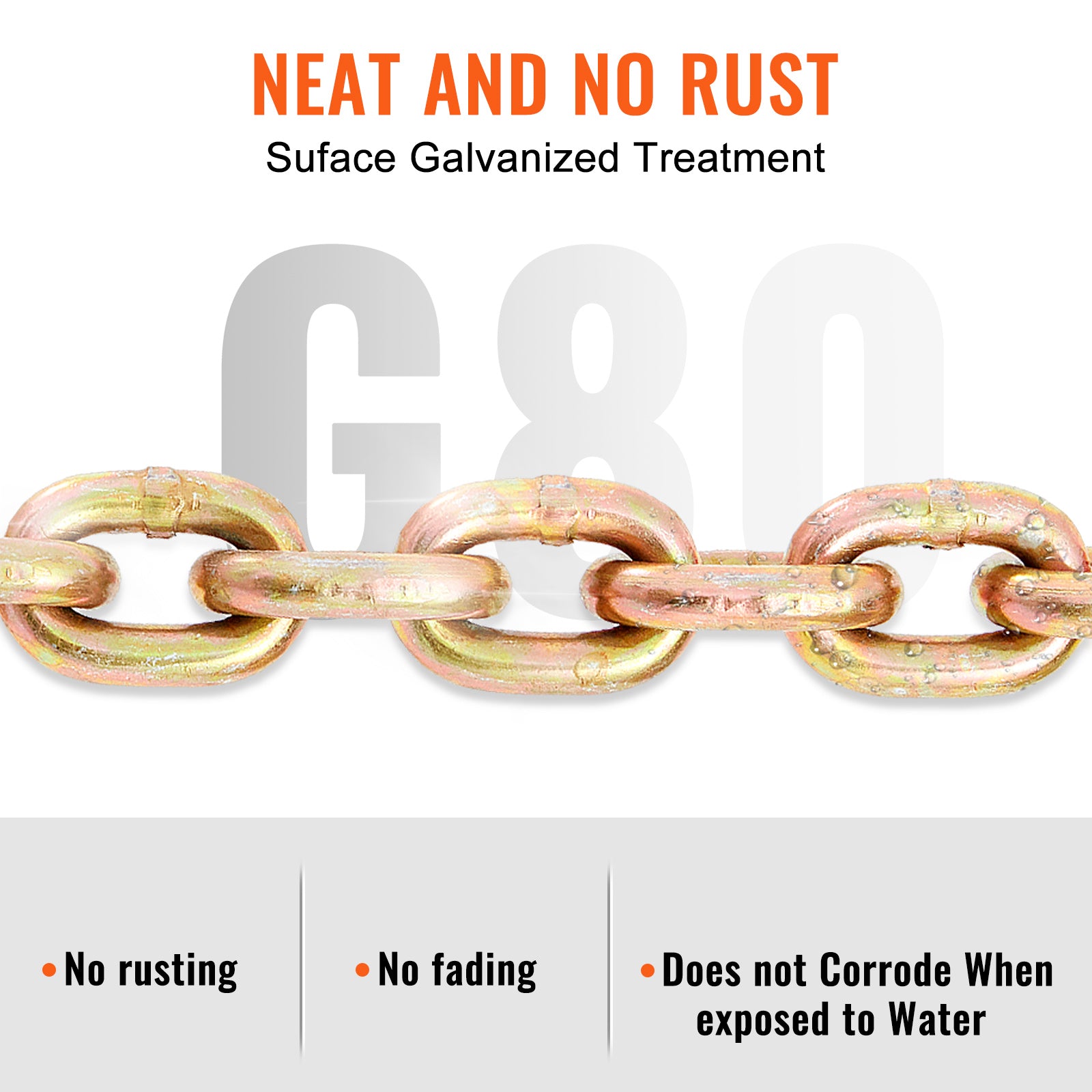 VEVOR G80 Binder Chain 5/16", 3/8" x 20' Transport Flatbed Truck Tow Chain