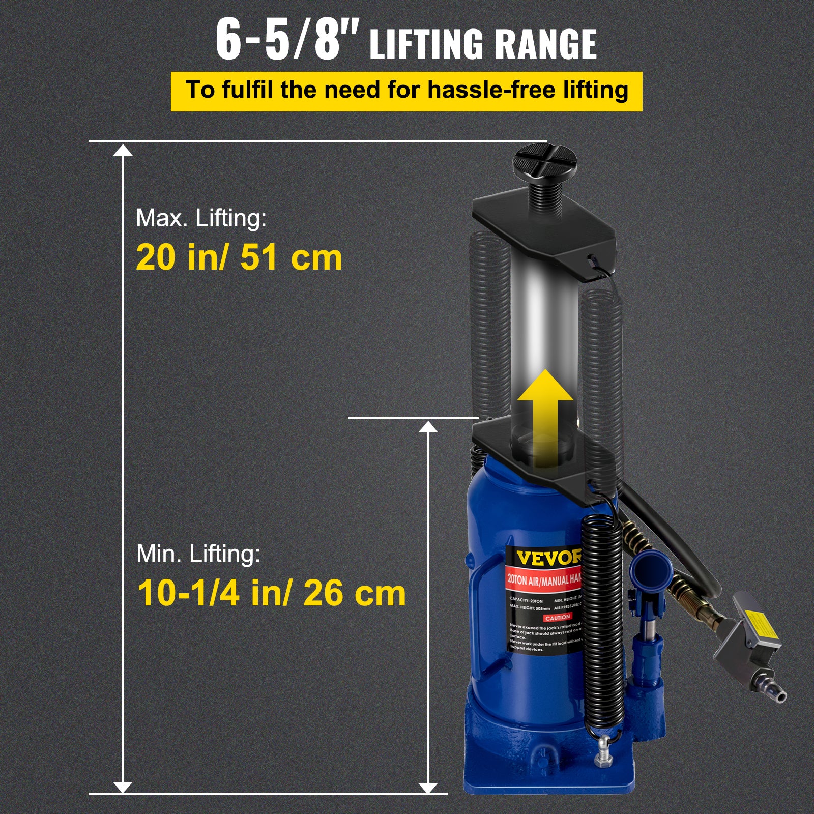 VEVOR Air Hydraulic Bottle Jack 20/32/50 Ton Manual Auto Truck RV Lift Repair