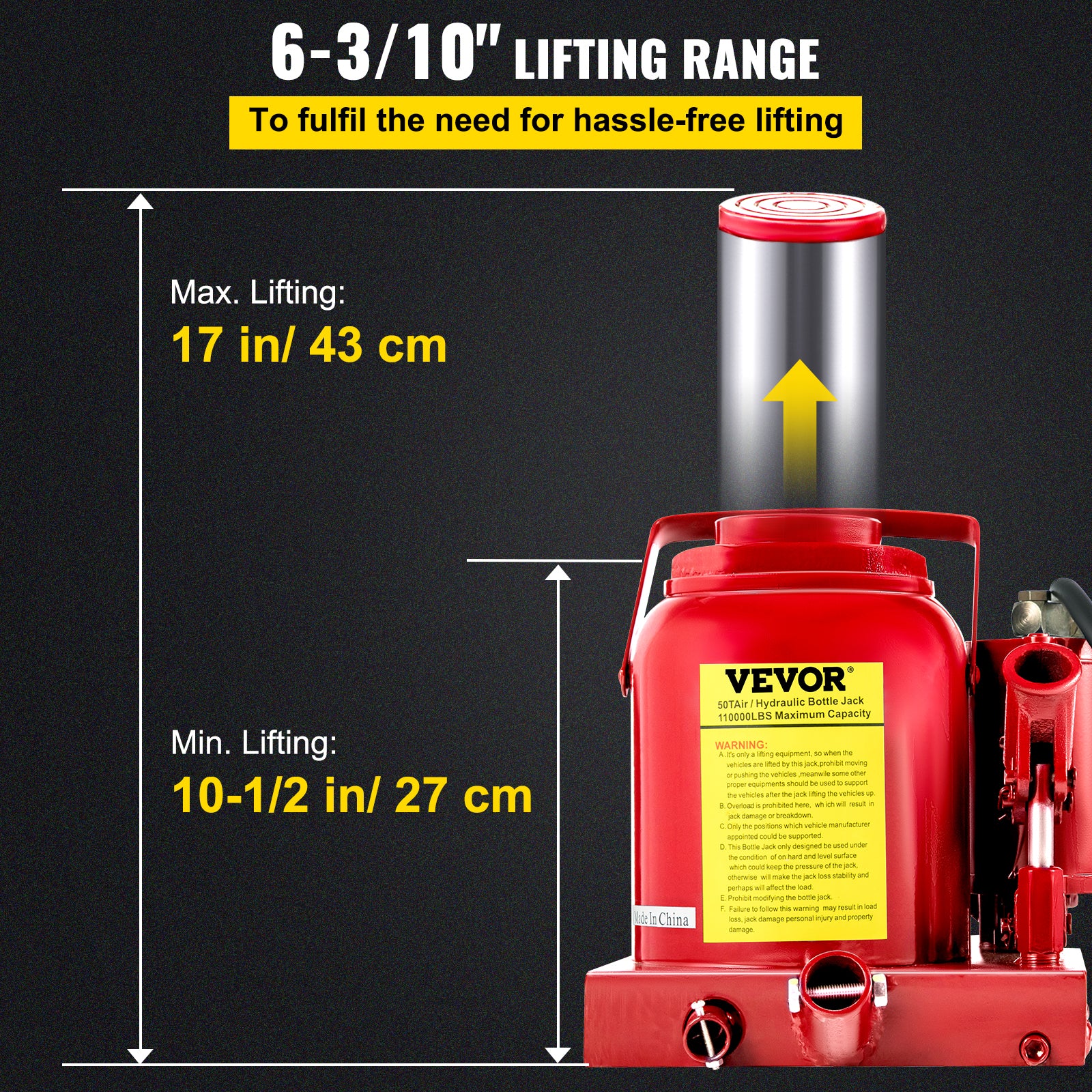 VEVOR Air Hydraulic Bottle Jack 20/32/50 Ton Manual Auto Truck RV Lift Repair