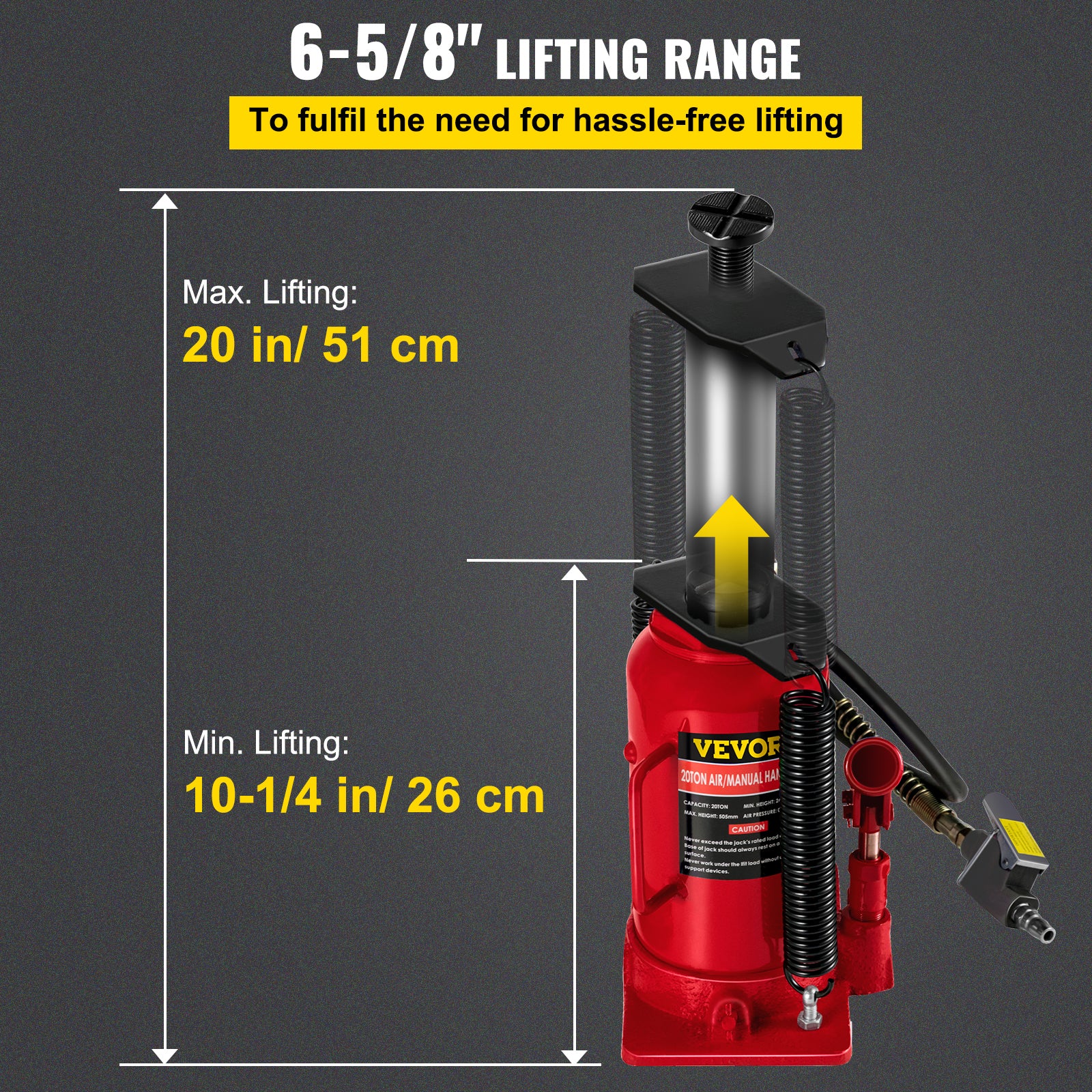 VEVOR Air Hydraulic Bottle Jack 20/32/50 Ton Manual Auto Truck RV Lift Repair