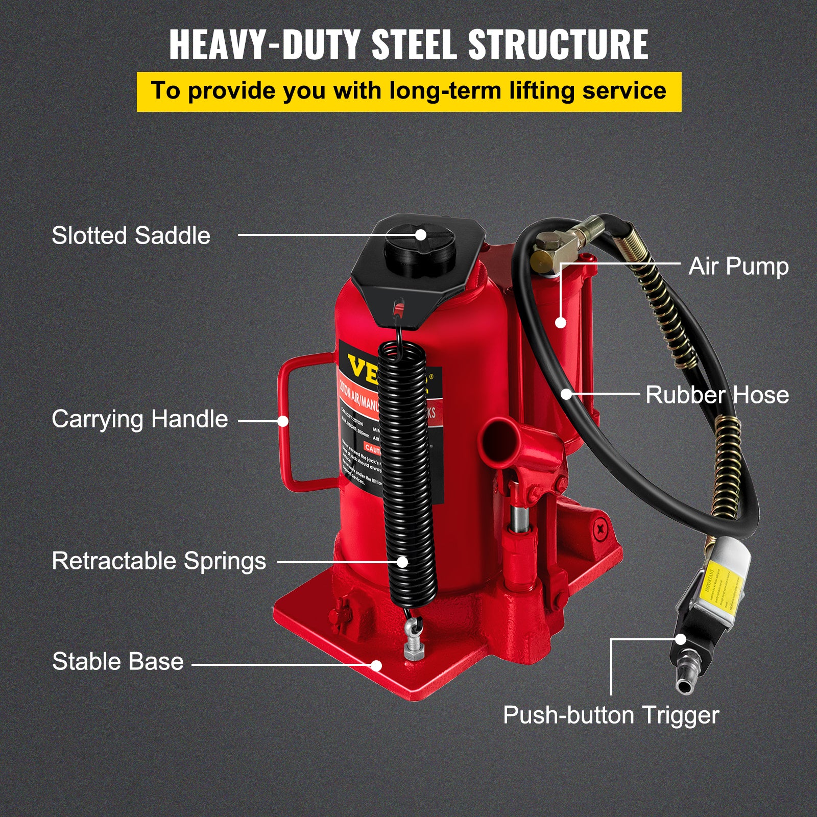 VEVOR Air Hydraulic Bottle Jack 20/32/50 Ton Manual Auto Truck RV Lift Repair