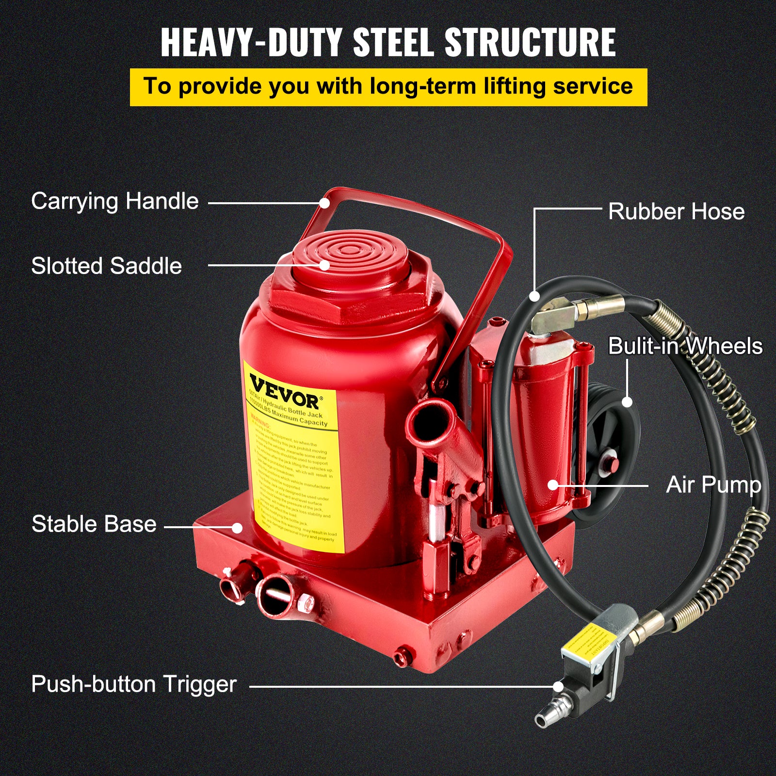 VEVOR Air Hydraulic Bottle Jack 20/32/50 Ton Manual Auto Truck RV Lift Repair