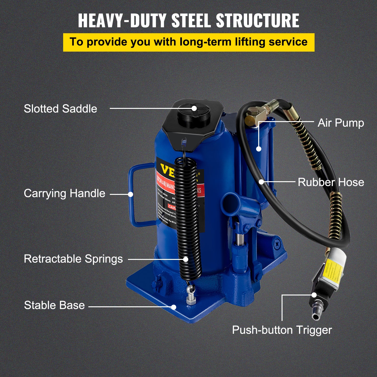 VEVOR Air Hydraulic Bottle Jack 20/32/50 Ton Manual Auto Truck RV Lift Repair