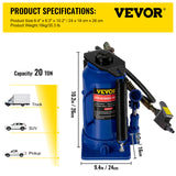 VEVOR Air Hydraulic Bottle Jack 20/32/50 Ton Manual Auto Truck RV Lift Repair