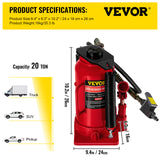 VEVOR Air Hydraulic Bottle Jack 20/32/50 Ton Manual Auto Truck RV Lift Repair