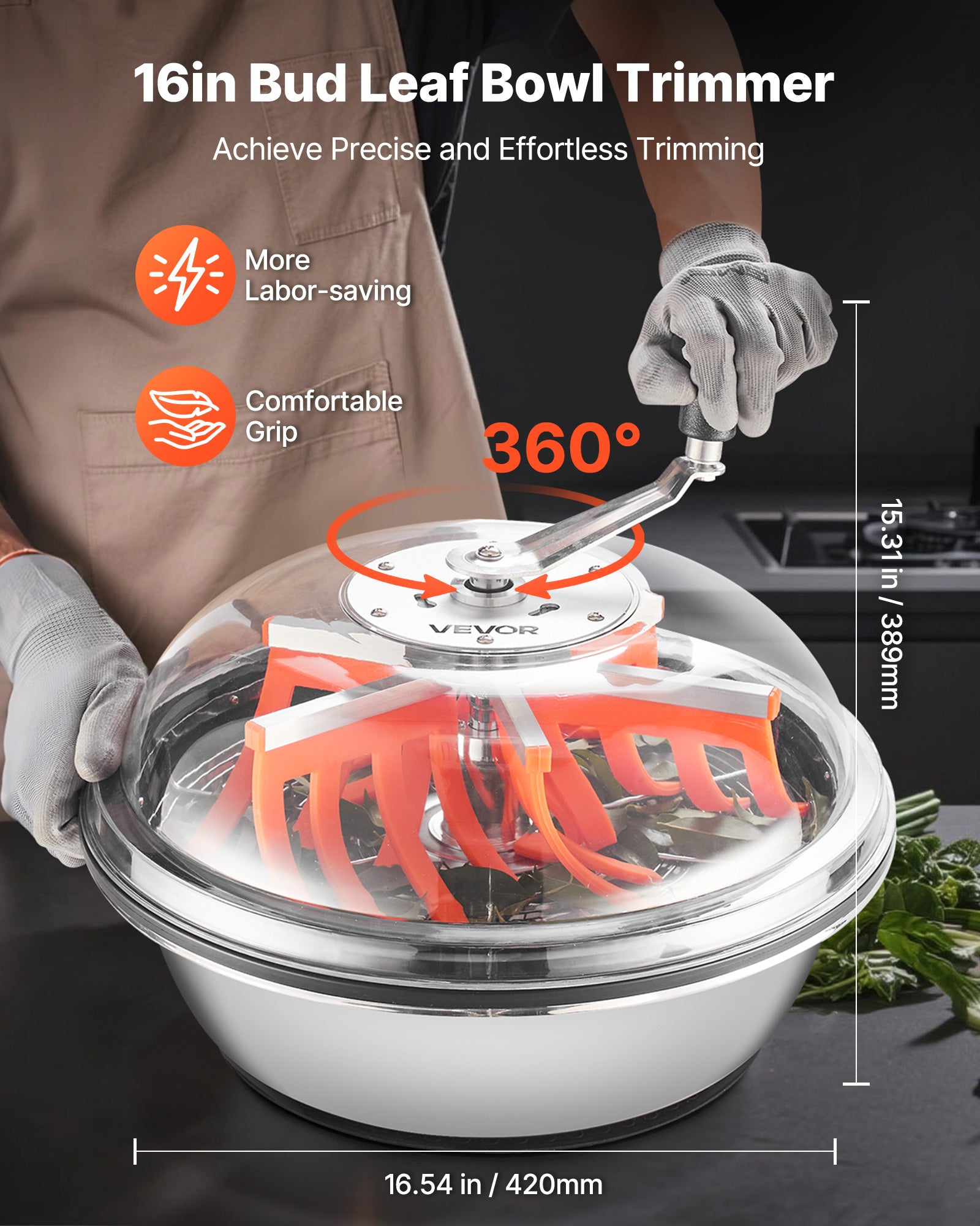 VEVOR 13" 16" 19" Manual Bud Leaf Trimmer Hydroponic Bud Bowl Trimming Machines