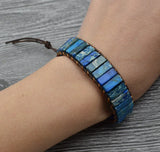 Handcrafted Stylish Versatile Fashionable Durable Leather & Natural Stone Bracelet