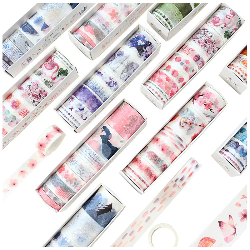 Creative Adhesive Scrapbooking Colors Decorative Washi Tape Bundle (8 Rolls)