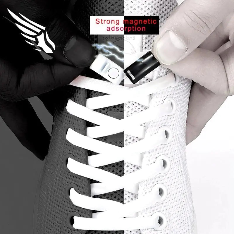 Colorful Magnetic No-Tie Shoelaces with Metal Flat Design Multicolor