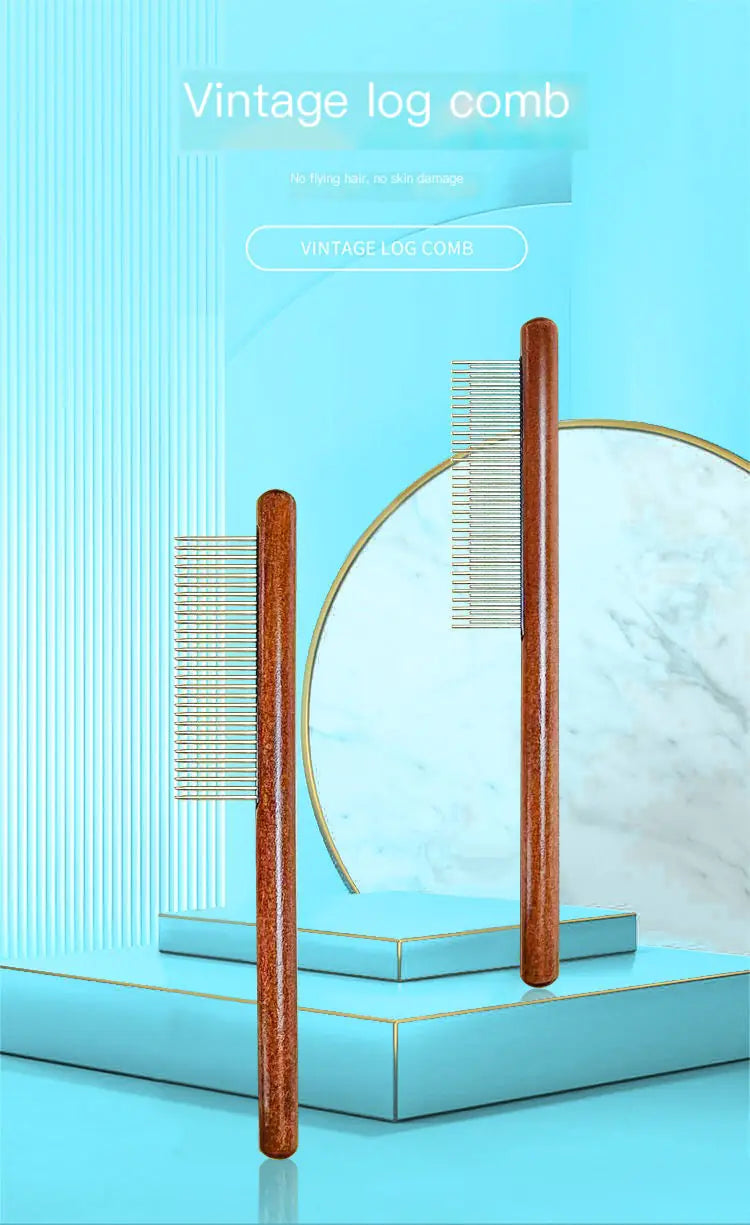 Durability Luxury Pet Styling Comb Wooden Handle Lightweight