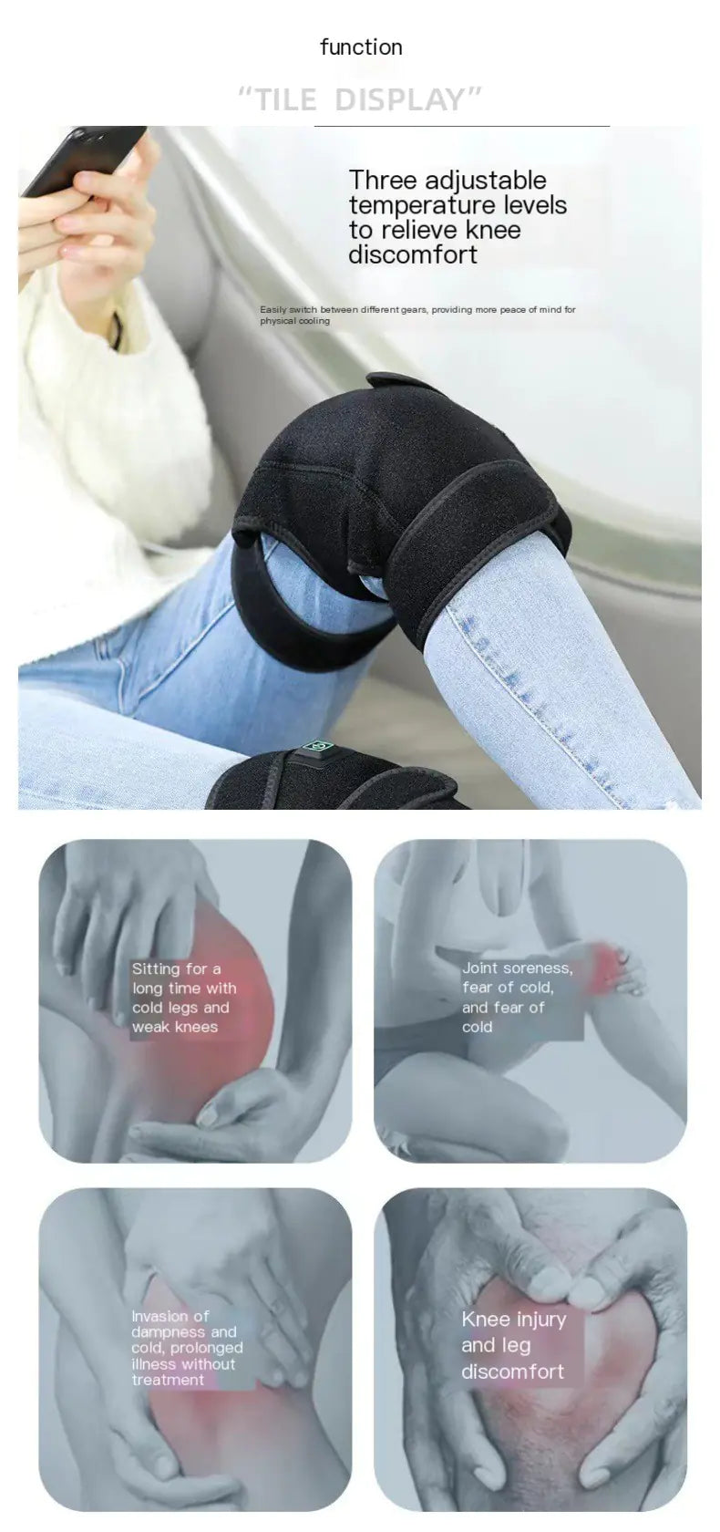 Adjustable USB Heat Therapy Knee Braces Therapeutic