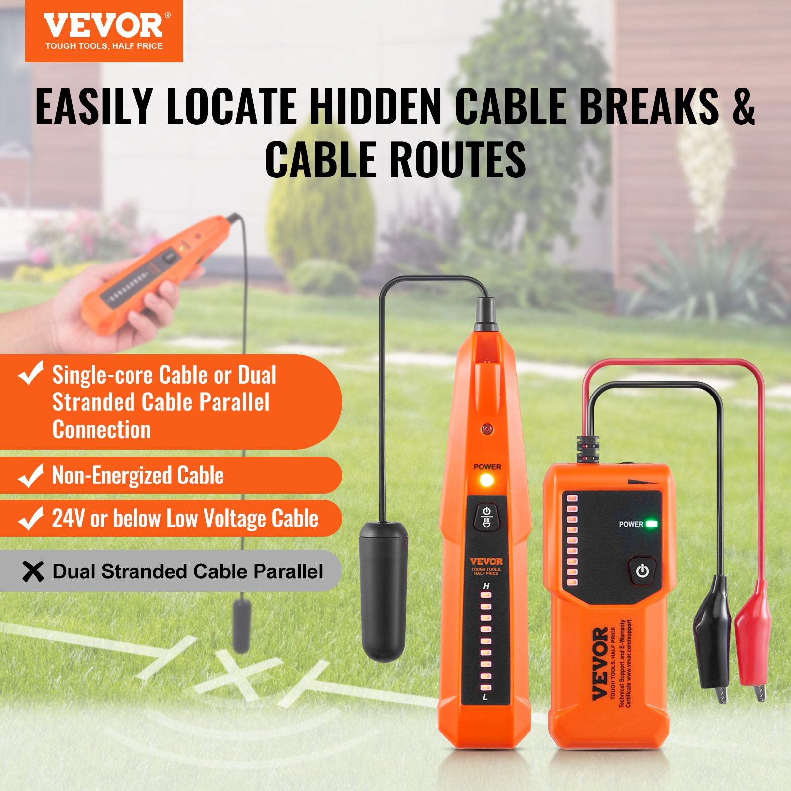 VEVOR Underground Cable Wire Locator Tracker Locating Buried & Hidden Wires