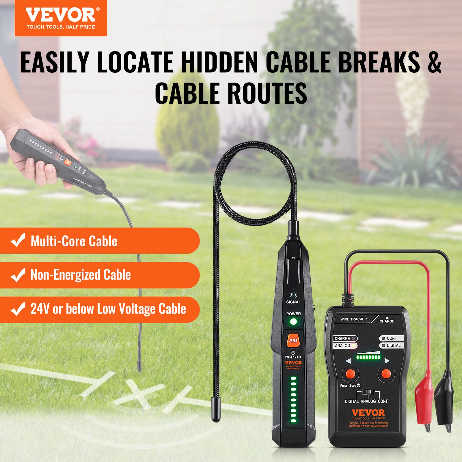 VEVOR Underground Cable Wire Locator Tracker Locating Buried & Hidden Wires