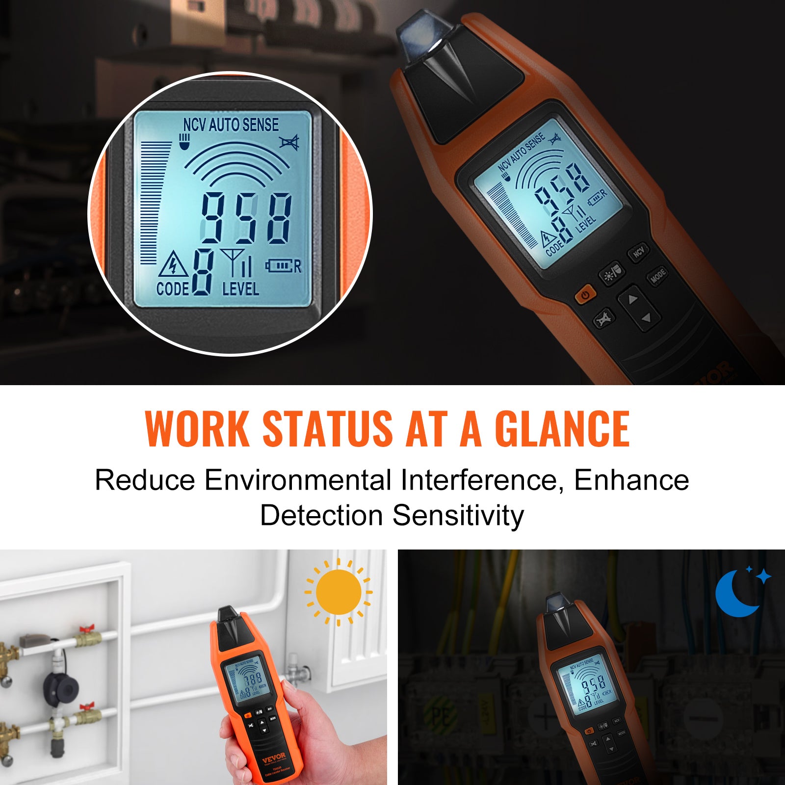 VEVOR Underground Cable Wire Locator Tracker Locating Buried & Hidden Wires