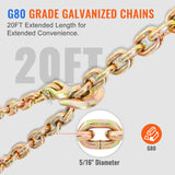 VEVOR 2/4 Pack Ratchet Binder 5/16"-3/8",3/8"-1/2" Load Binders w/G80 20' Chains