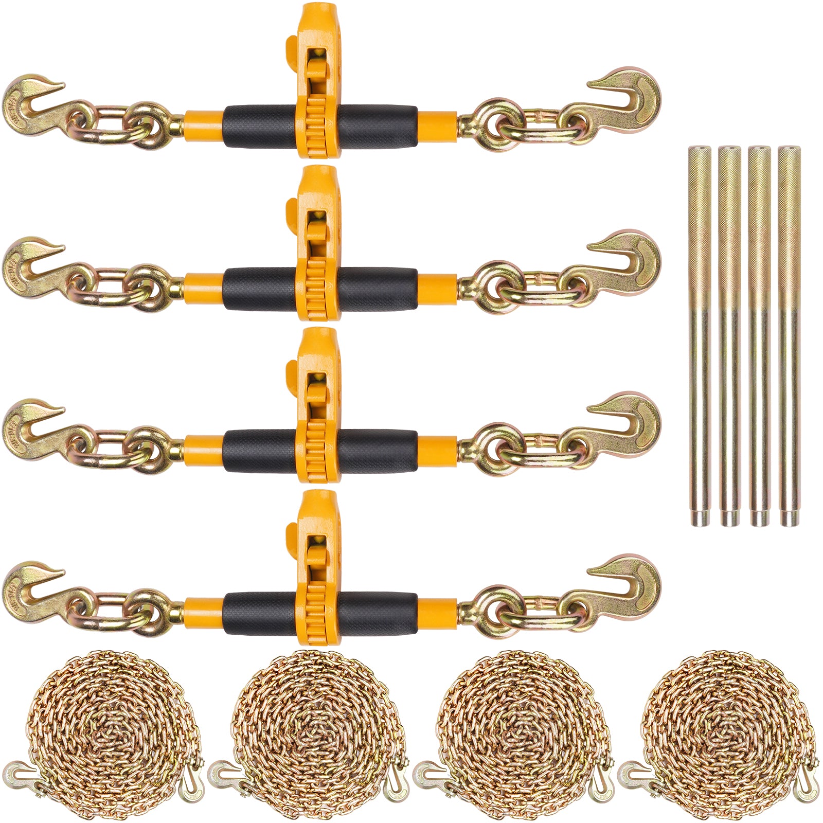 VEVOR 2/4 Pack Ratchet Binder 5/16"-3/8",3/8"-1/2" Load Binders w/G80 20' Chains