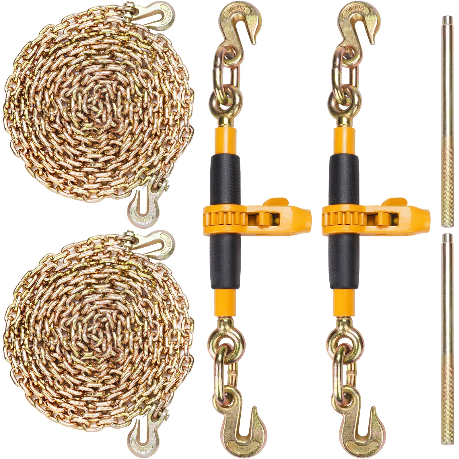 VEVOR 2/4 Pack Ratchet Binder 5/16"-3/8",3/8"-1/2" Load Binders w/G80 20' Chains