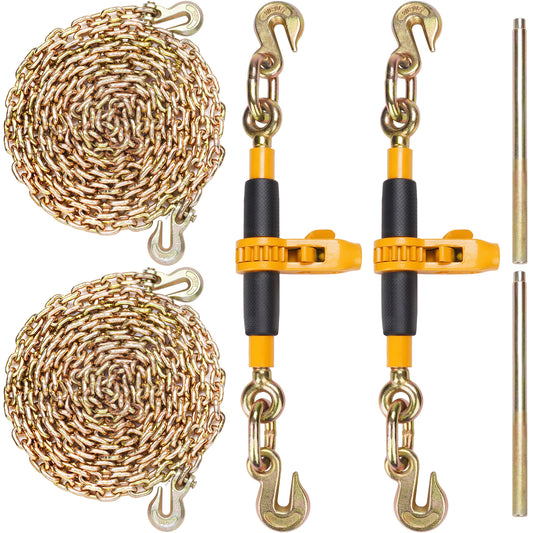 VEVOR 2/4 Pack Ratchet Binder 5/16"-3/8",3/8"-1/2" Load Binders w/G80 20' Chains