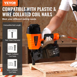VEVOR Coil Framing/Siding Nailer 1 " to 3-1/2 " 15 Degree Pneumatic Nail Gun