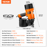 VEVOR Coil Framing/Siding Nailer 1 " to 3-1/2 " 15 Degree Pneumatic Nail Gun