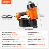 VEVOR Coil Framing/Siding Nailer 1 " to 3-1/2 " 15 Degree Pneumatic Nail Gun