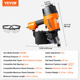 VEVOR Coil Framing/Siding Nailer 1 " to 3-1/2 " 15 Degree Pneumatic Nail Gun